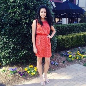 Pinky Red Chevron Sleeveless Mini Dress